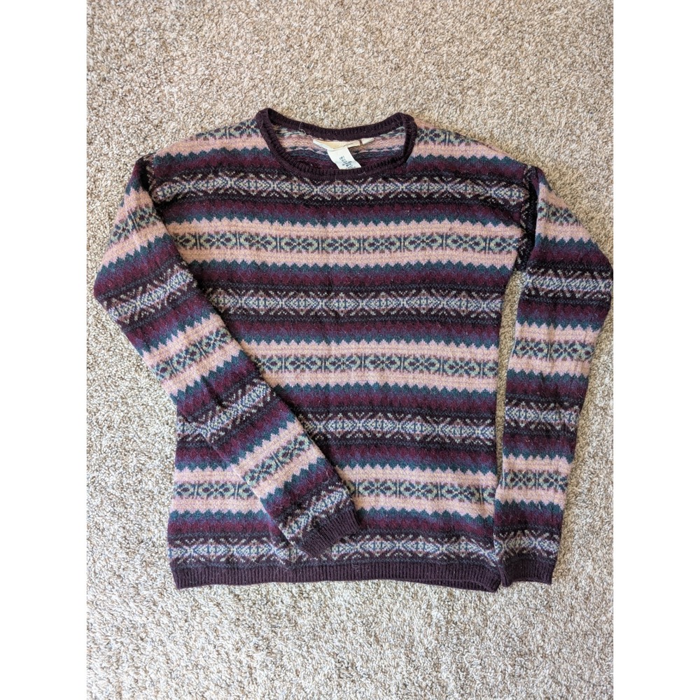 H&M LOGG Fair Isle Sweater Womens S Purple Pink Alpaca Blend Knit Pullover